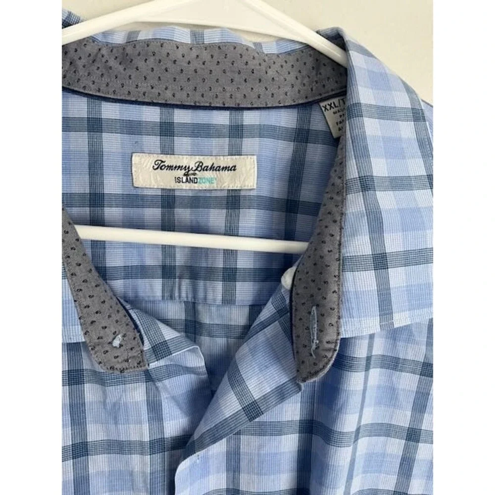 Tommy Bahama IslandZone Shirt XXL‎ Blue Plaid Long Sleeve Performance Stretch - Picture 4 of 9